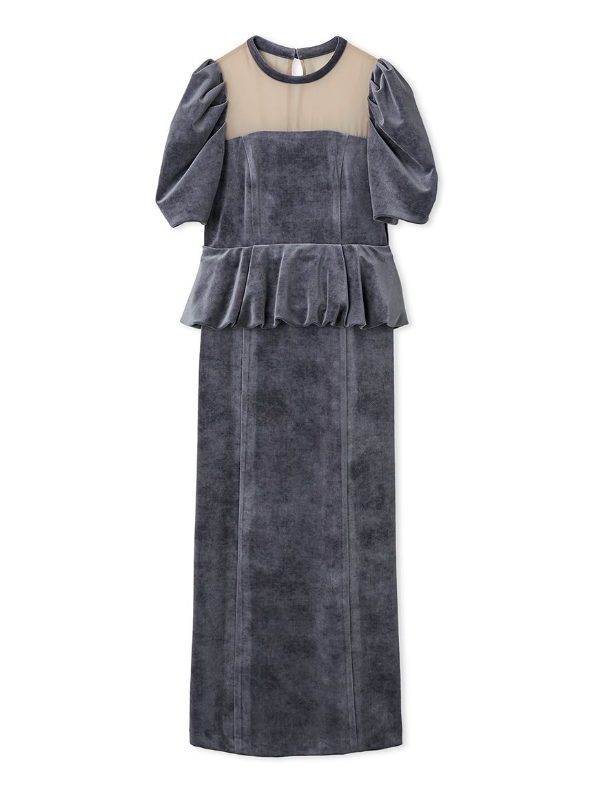 LILY BROWN「ペプラムベロアドレス」|ドレス|