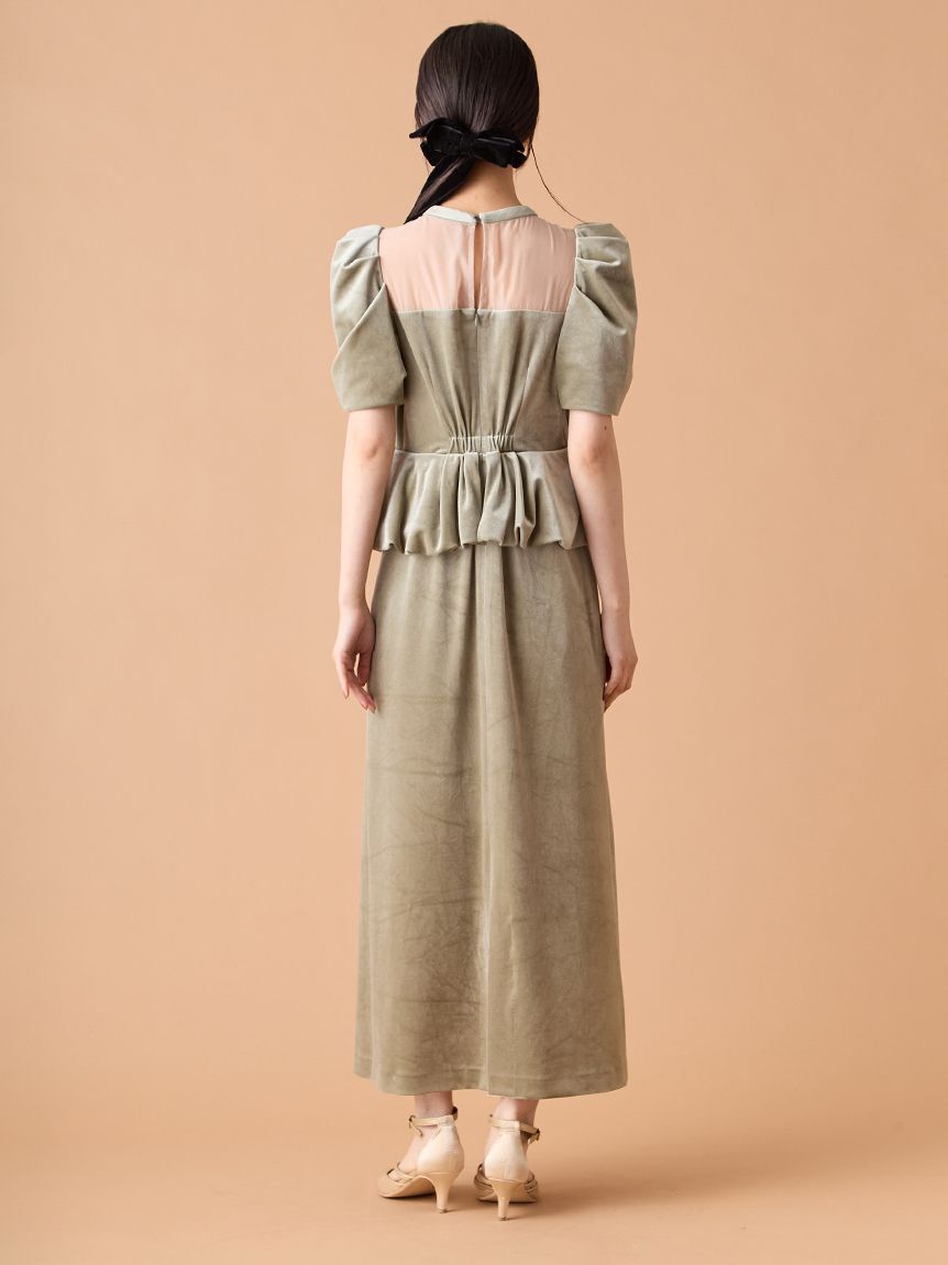 LILY BROWN「ペプラムベロアドレス」|ドレス|