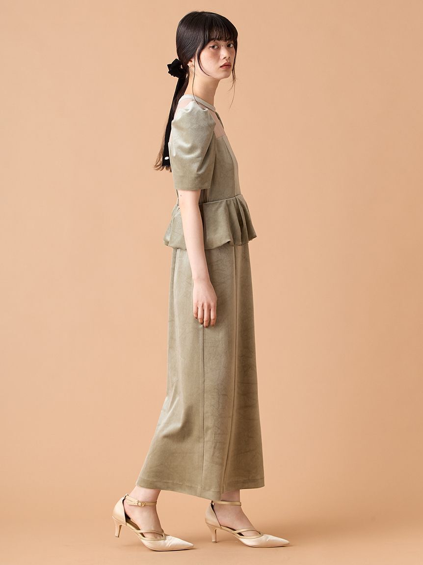 LILY BROWN「ペプラムベロアドレス」|ドレス|