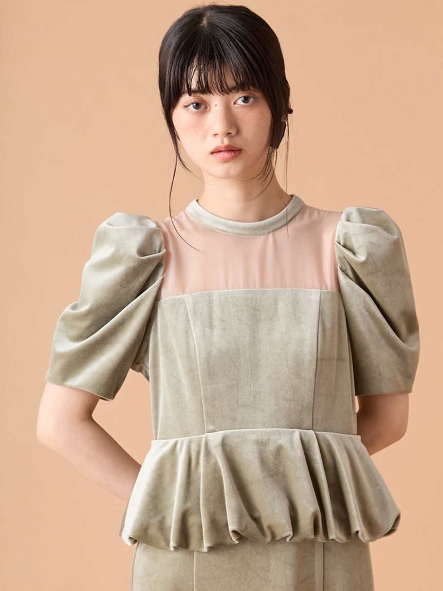 LILY BROWN「ペプラムベロアドレス」|ドレス|