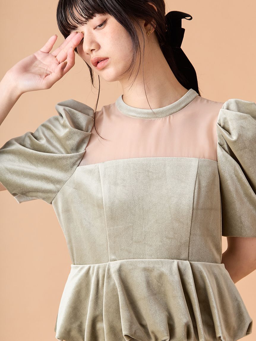 LILY BROWN「ペプラムベロアドレス」|ドレス|