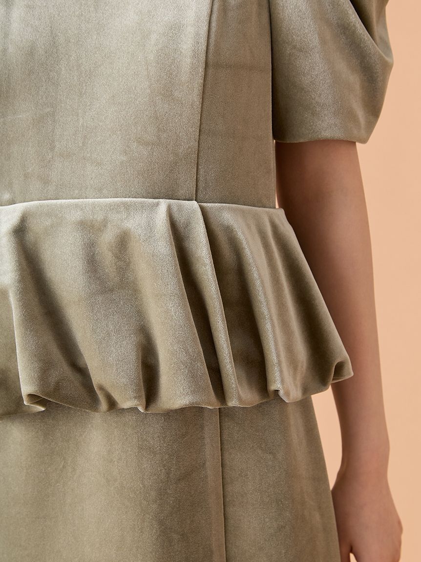 LILY BROWN「ペプラムベロアドレス」|ドレス|