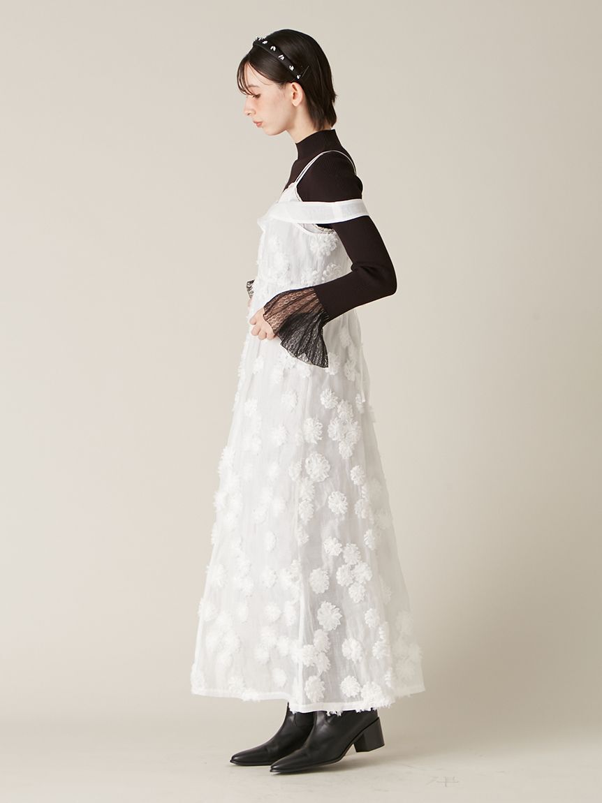 LILY BROWN「フリンジフラワーレイヤードキャミワンピース」|ドレス|