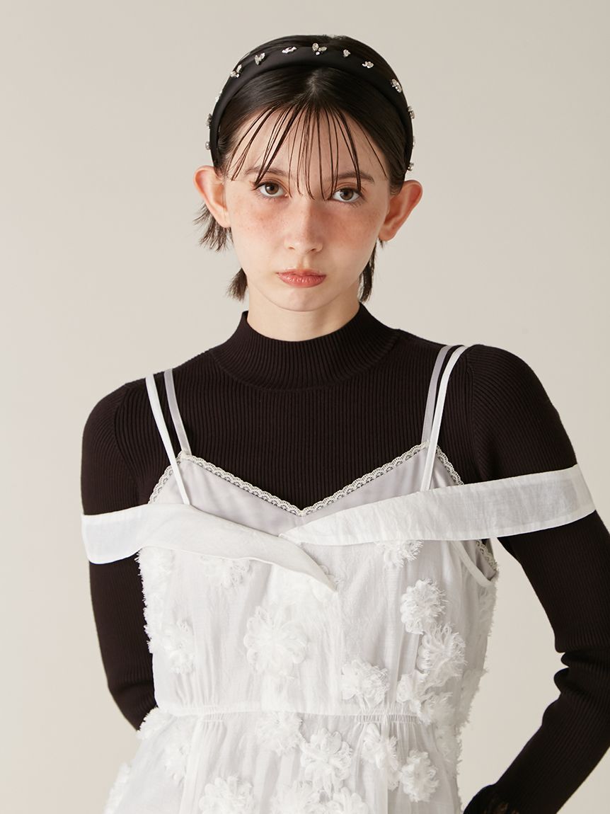 LILY BROWN「フリンジフラワーレイヤードキャミワンピース」|ドレス|