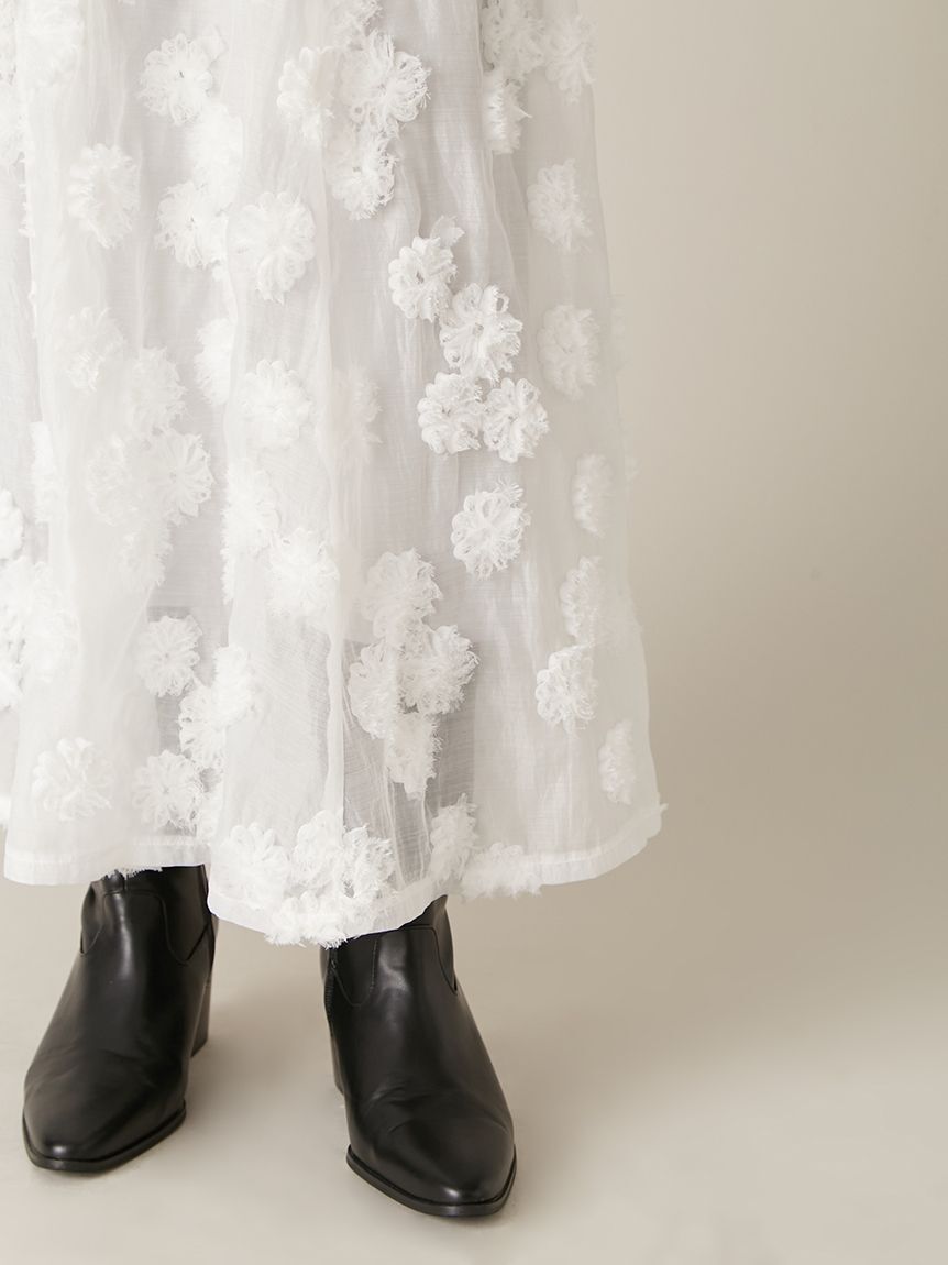 LILY BROWN「フリンジフラワーレイヤードキャミワンピース」|ドレス|