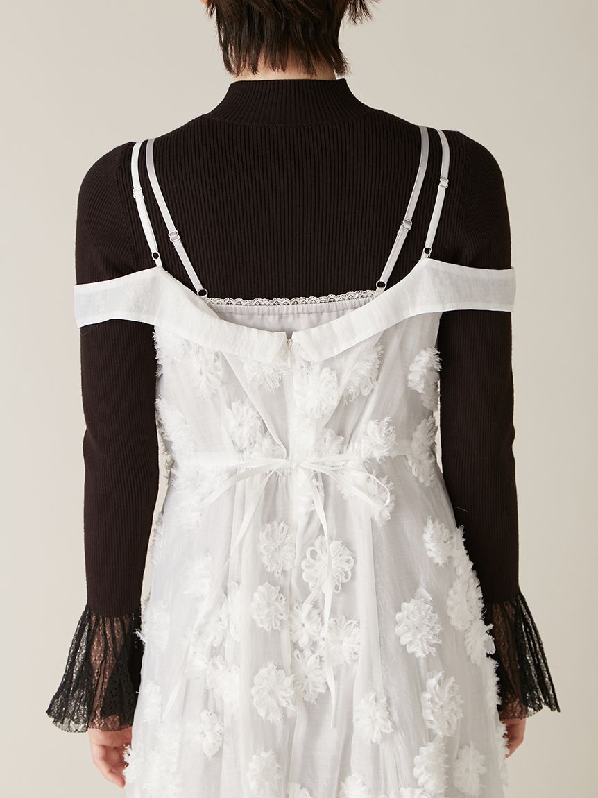 LILY BROWN「フリンジフラワーレイヤードキャミワンピース」|ドレス|