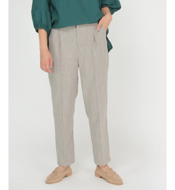 ikka「ウーリッシュフラノテーパードパンツ」|その他|ブラウン