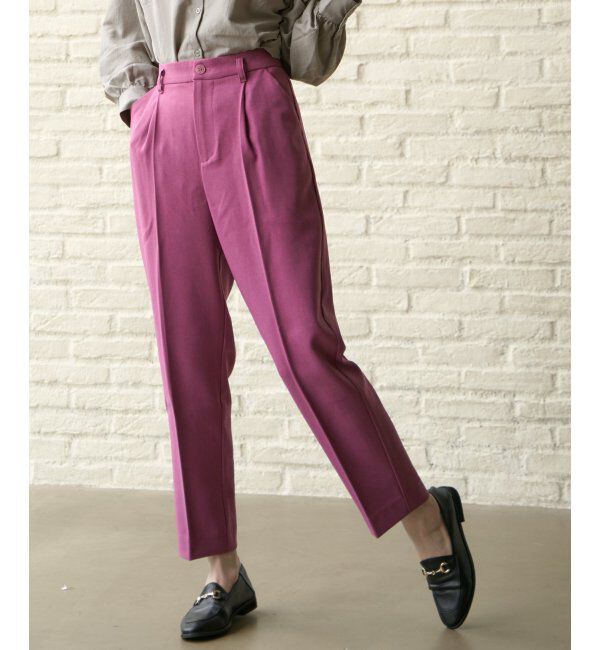 ikka「ウーリッシュフラノテーパードパンツ」|その他|ピンク