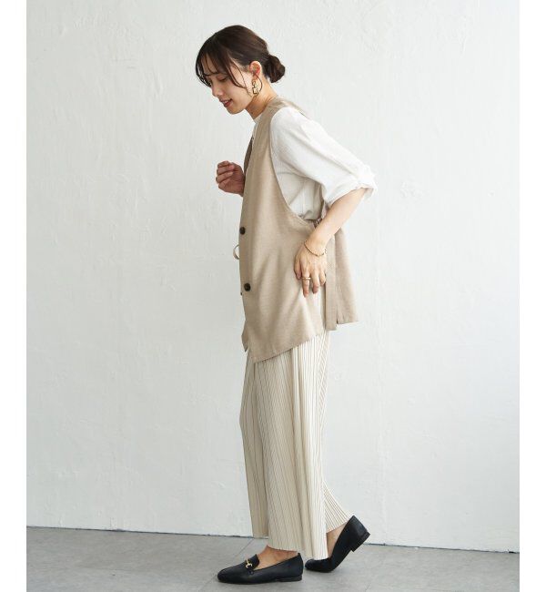 ikka「ノーカラーサイドベルトジレ」|ダウンベスト・ベスト|