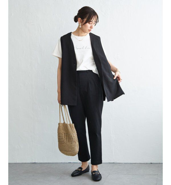 ikka「ノーカラーサイドベルトジレ」|ダウンベスト・ベスト|