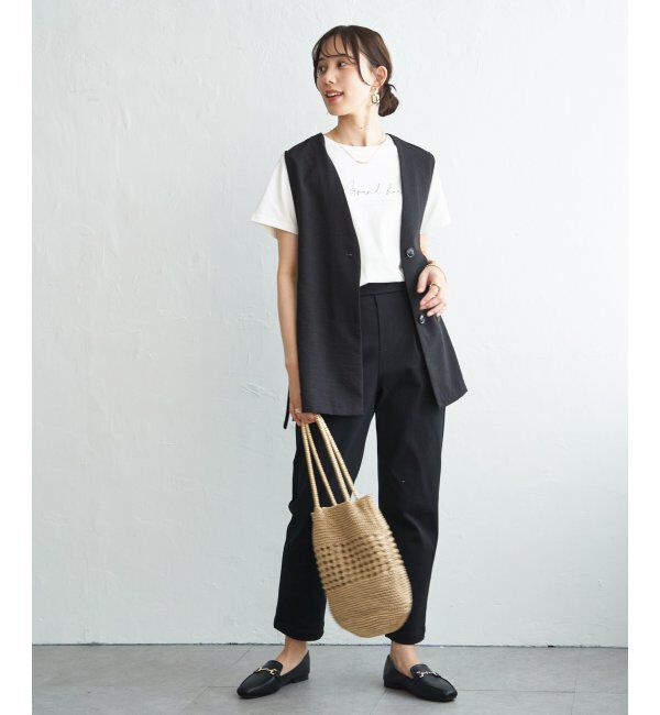 ikka「ノーカラーサイドベルトジレ」|ダウンベスト・ベスト|