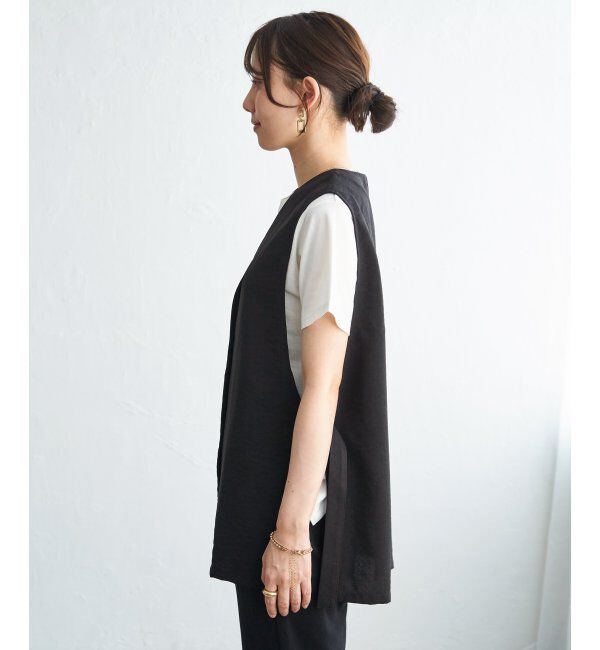 ikka「ノーカラーサイドベルトジレ」|ダウンベスト・ベスト|