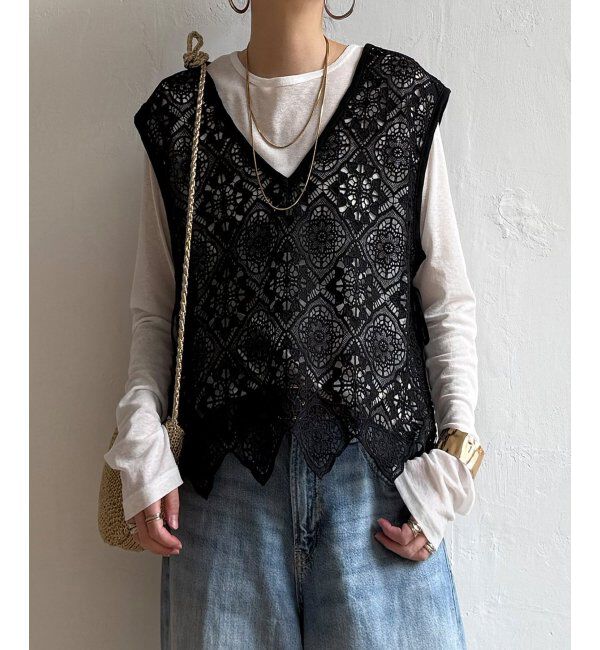 Lbc with Life「2WAYレースベスト」|シャツ・ブラウス|ブラック