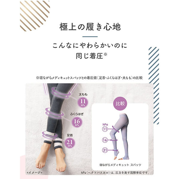 「メディキュット 寝ながらメディキュット フワッとキュッと パジャマレギンス ネイビーグレー (Lサイズ)」|フットケア|