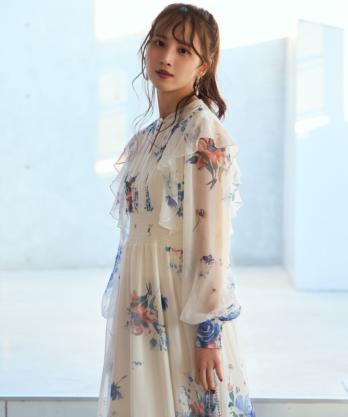 アンドクチュール「フラワープリントタックワンピース」|ワンピース|