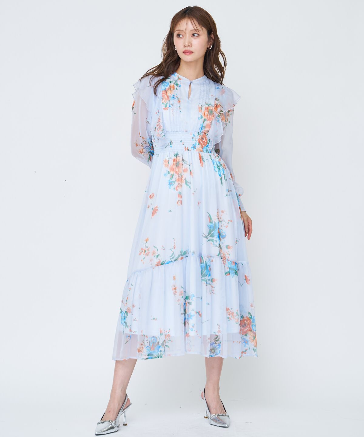 アンドクチュール「フラワープリントタックワンピース」|ワンピース|