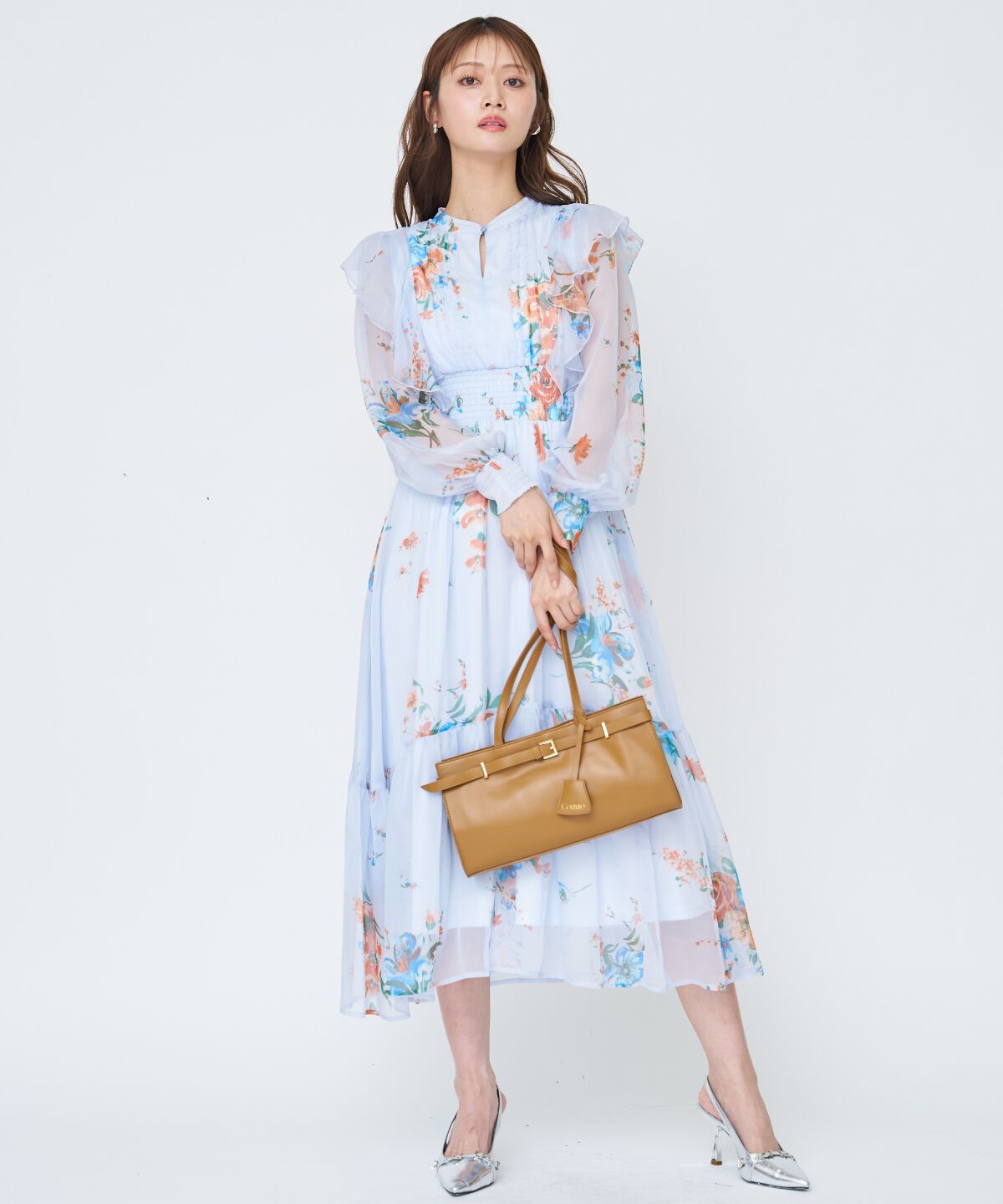 アンドクチュール「フラワープリントタックワンピース」|ワンピース|