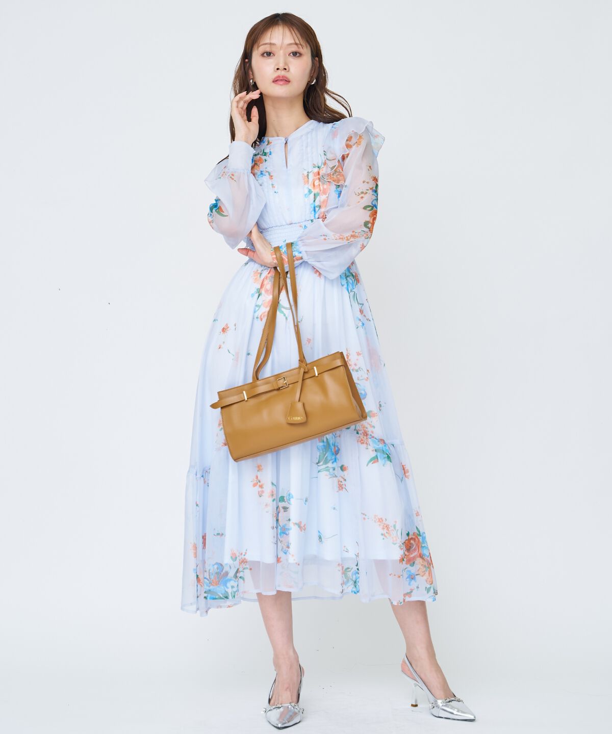 アンドクチュール「フラワープリントタックワンピース」|ワンピース|