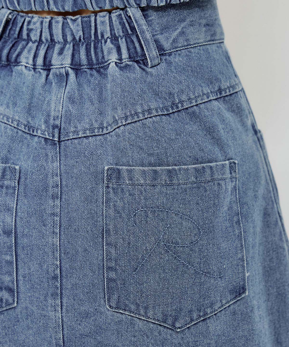 REDYAZEL「デニムショートビスチェ&times;ZIPフレアロングスカート」|ワンピース|