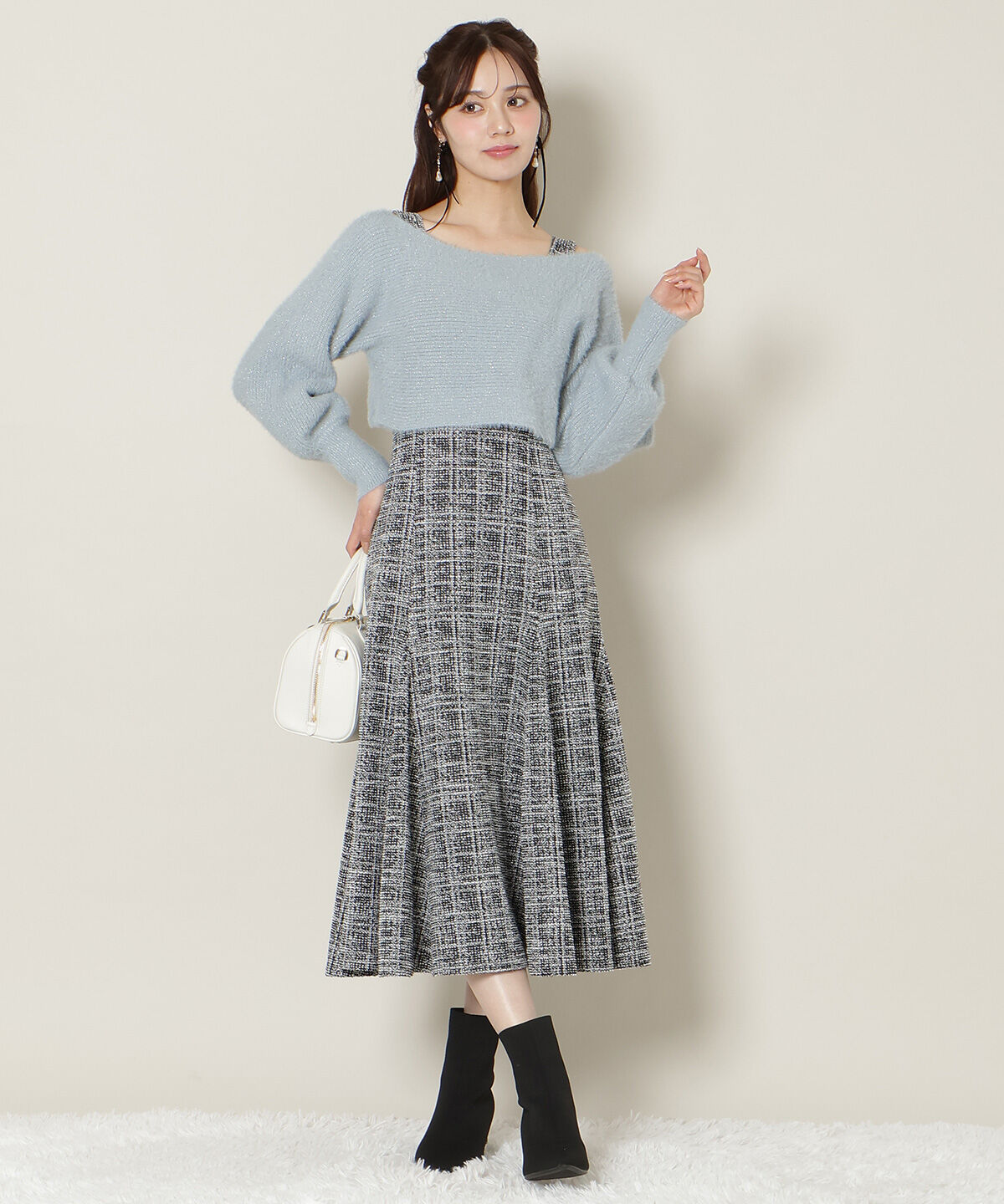 WILLSELECTION「カットツイードワンピース&times;フェザーニットSET」|ワンピース|