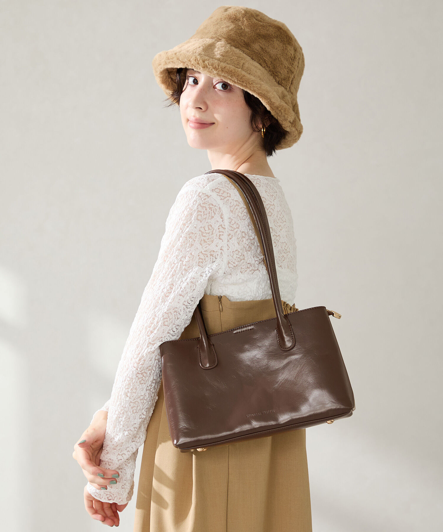 ORiental TRaffic「ロング ハンドル バッグ /BA-267 ボストン」|ボストンバッグ|BROWN