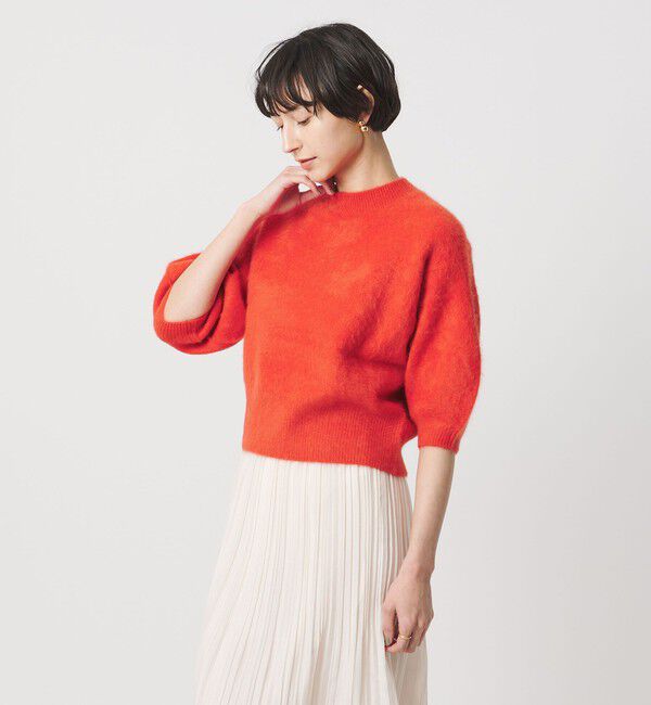 UNITED ARROWS「フォックスカシミヤ ハーフスリーブ Tニット UYHSP」|ニット・セーター|RED