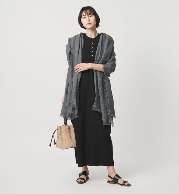UNITED ARROWS「＜SACRA＞ヘンリーネック ノースリーブ ワンピース」|ワンピース|BLACK