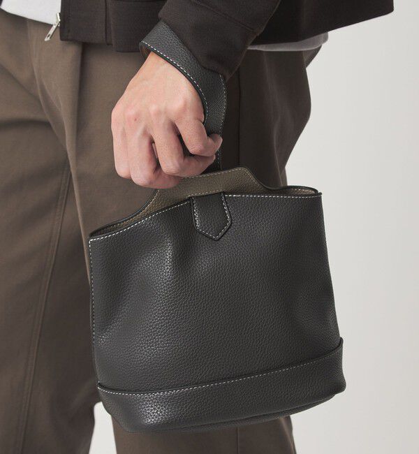 UNITED ARROWS green label relaxing「シボ レザーライク ハンドバッグ」|ハンドバッグ|MD.GRAY