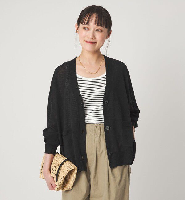 UNITED ARROWS green label relaxing「フレンチリネン Vネック カーディガン ウォッシャブル」|カーディガン|