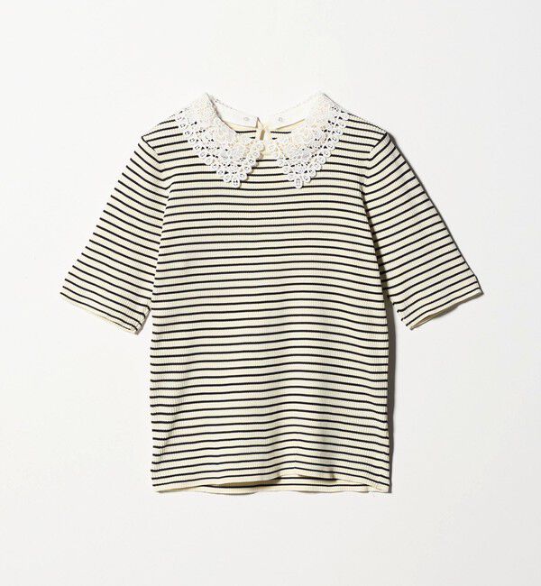 UNITED ARROWS green label relaxing「リブ エリレース 2WAY 5分袖 ニット プルオーバー」|ニット・セーター|