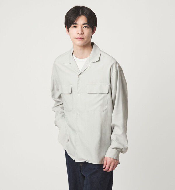 UNITED ARROWS green label relaxing「ナイロン ツイル オープンカラー シャツ ブルゾン -撥水-」|シャツ・ブラウス|LT.GRAY
