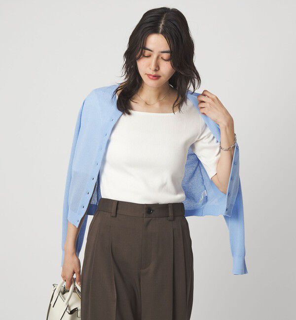 UNITED ARROWS green label relaxing「ブライトリブ スクエアネック 5分袖 プルオーバー カットソー」|Tシャツ・カットソー|