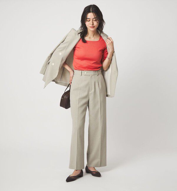 UNITED ARROWS green label relaxing「ブライトリブ スクエアネック 5分袖 プルオーバー カットソー」|Tシャツ・カットソー|