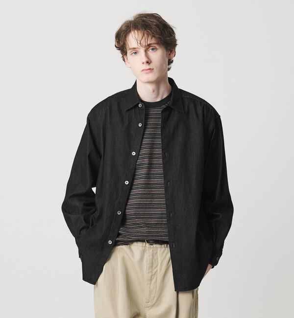 BEAUTY&YOUTH UNITED ARROWS「7.5oz サテンデニム レギュラー グランデ シャツ GRANDE型」|シャツ・ブラウス|BLACK