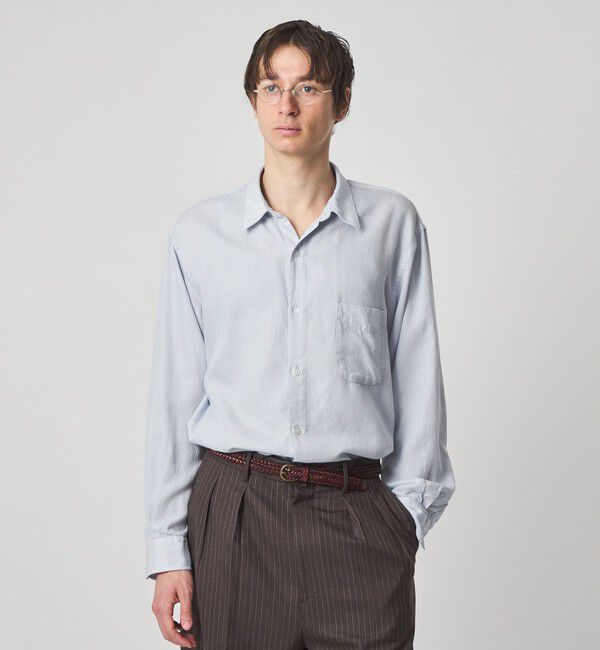 STEVEN ALAN「＜Steven Alan＞ ドレープ コードレーン レギュラーカラー シャツ LOOSE」|シャツ・ブラウス|