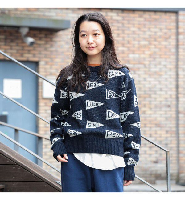 BEAMSBOY「ペナント ニット プルオーバー」|ニット・セーター|NAVY