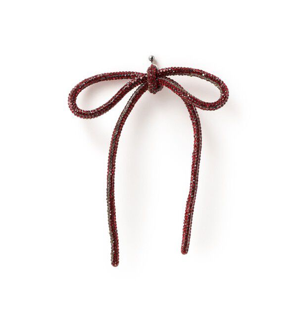 Ray BEAMS 「LOTUS PINK / ラインストーン ボウ ピアス」|ピアス|RED