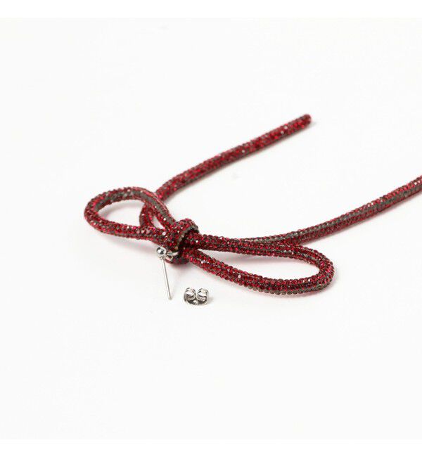 Ray BEAMS 「LOTUS PINK / ラインストーン ボウ ピアス」|ピアス|