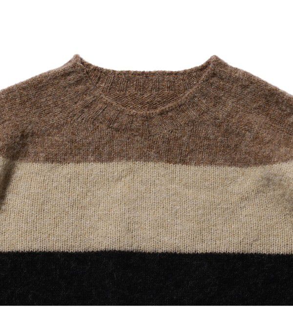 BEAMS PLUS「ストライプクルーネック シャギーニット」|ニット・セーター|
