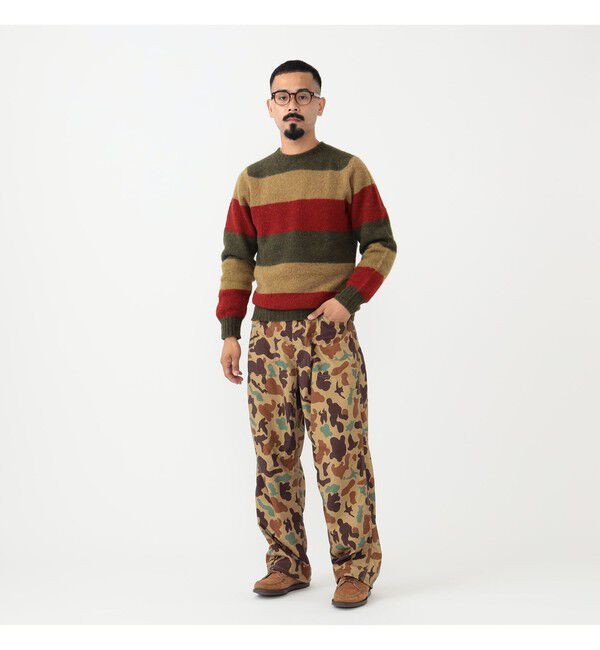 BEAMS PLUS「ストライプクルーネック シャギーニット」|ニット・セーター|