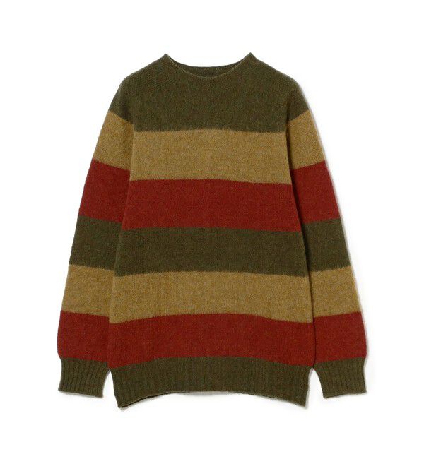 BEAMS PLUS「ストライプクルーネック シャギーニット」|ニット・セーター|