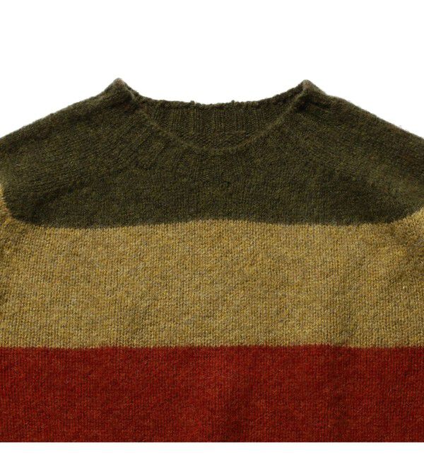 BEAMS PLUS「ストライプクルーネック シャギーニット」|ニット・セーター|