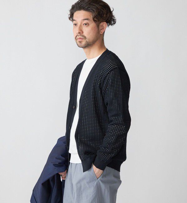 SHIPS「SHIPS:〈手洗い可能〉12ゲージ クロシェライク アイレット カーディガン」|カーディガン|