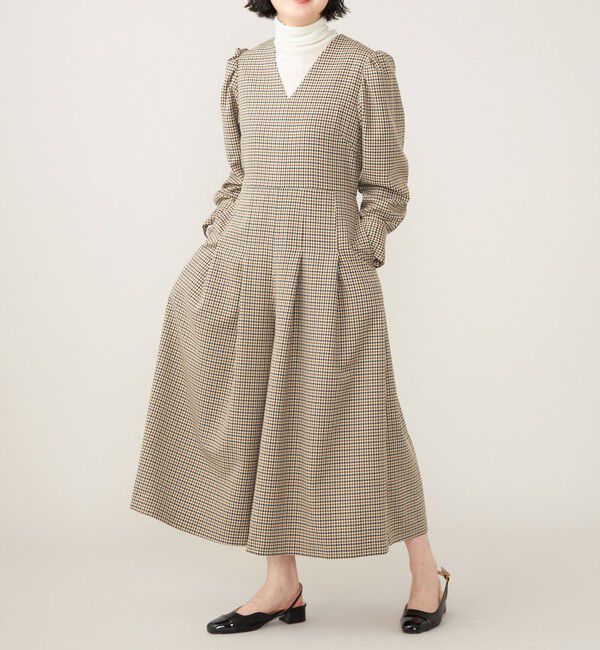 quaranciel「quaranciel:〈洗濯機可能〉チェック タック サロペット パンツ」|オールインワン|