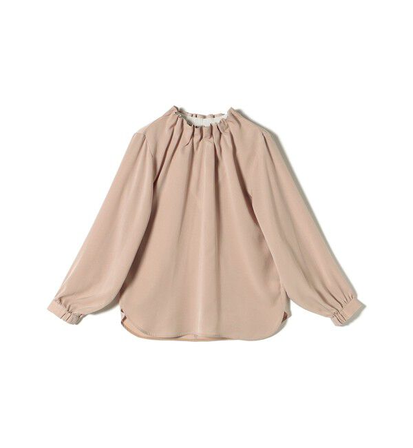 SHIPS for women「〈手洗い可能〉ネック ギャザー ソリッド 起毛 サテン ブラウス」|シャツ・ブラウス|