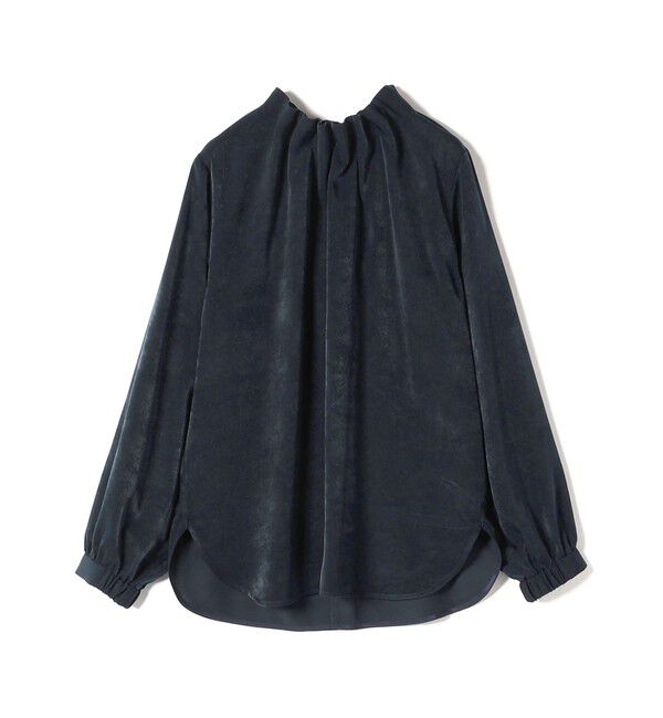 SHIPS for women「〈手洗い可能〉ネック ギャザー ソリッド 起毛 サテン ブラウス」|シャツ・ブラウス|
