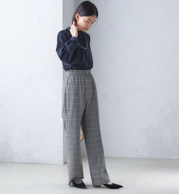 SHIPS for women「〈手洗い可能〉ネック ギャザー ソリッド 起毛 サテン ブラウス」|シャツ・ブラウス|