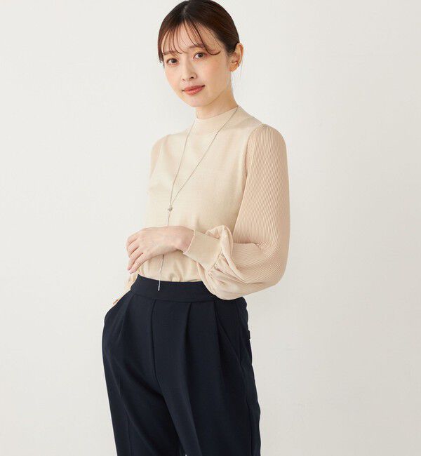 SHIPS Colors 「SHIPS Colors:〈手洗い可能〉プリーツ スリーブ コンビ ニット◇」|ニット・セーター|