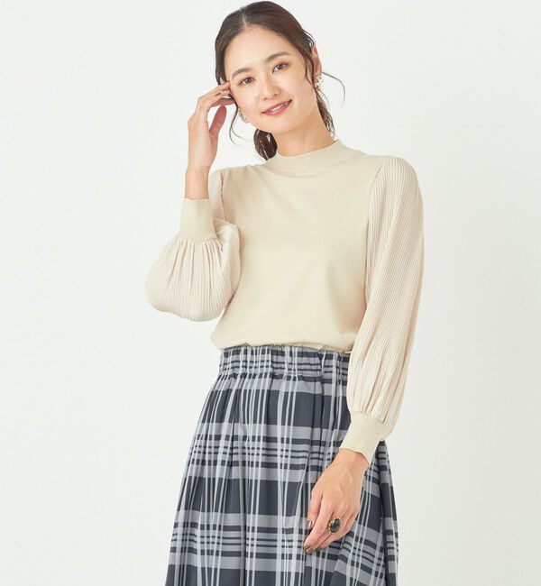 SHIPS Colors 「SHIPS Colors:〈手洗い可能〉プリーツ スリーブ コンビ ニット◇」|ニット・セーター|