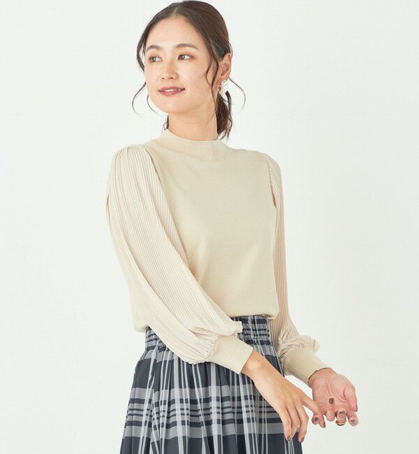 SHIPS Colors 「SHIPS Colors:〈手洗い可能〉プリーツ スリーブ コンビ ニット◇」|ニット・セーター|